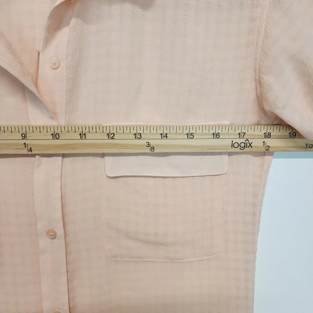 Adriano Goldschmied Womens Career Blouse Size XS Pink Sheer Collared Lightweight